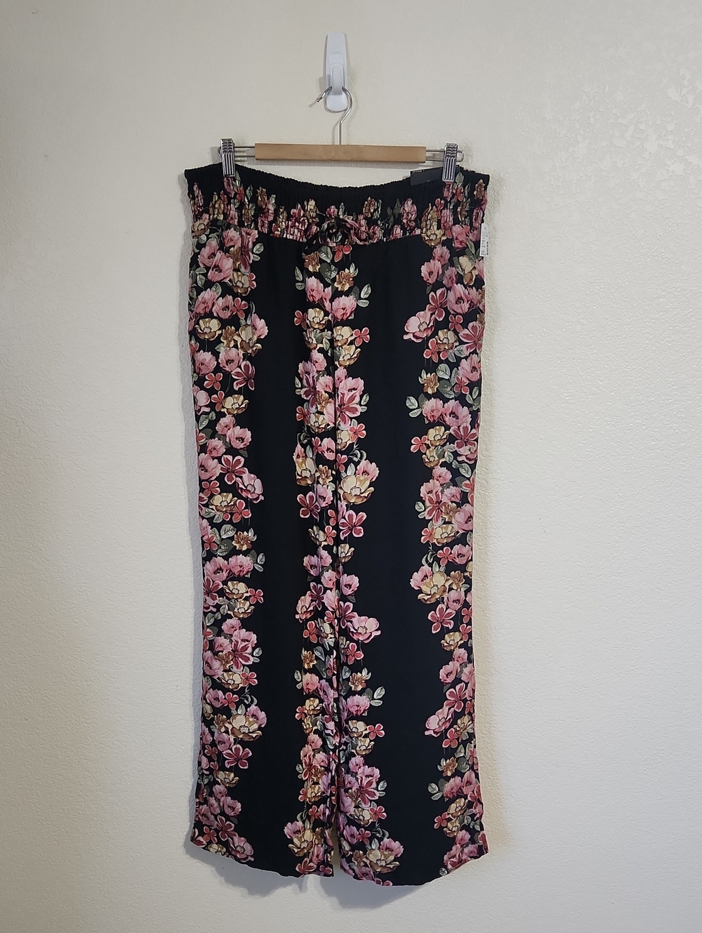 New Maurices Wide Leg Pants High Rise Multi Color Floral Size Large Regular - Picture 2 of 11